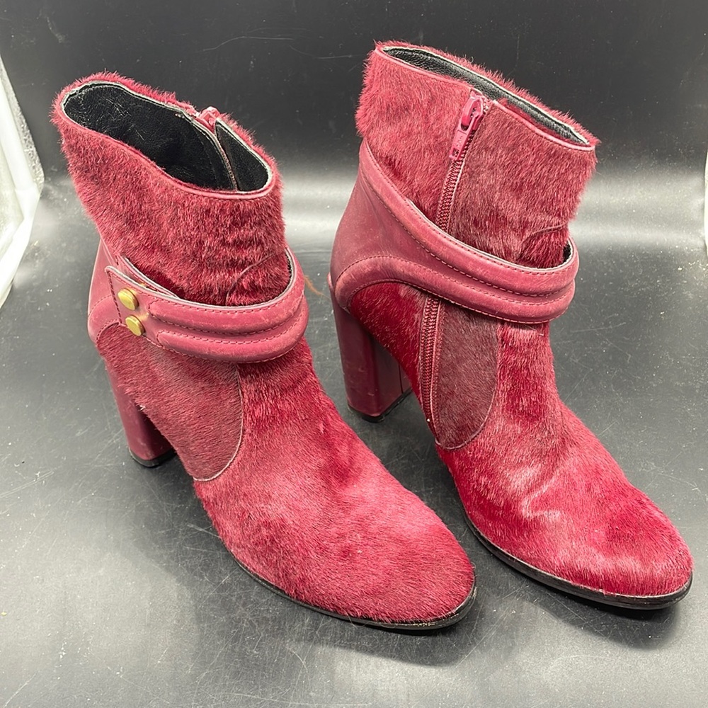 Red Wine Fur Booties Sz 39
